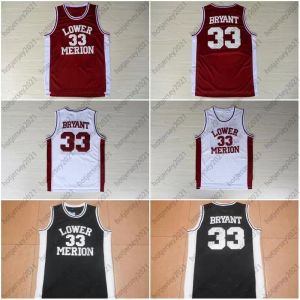 2021 Günstiges #33 Bryant Lower Merion Basketballtrikot, genähtes High School Lower Merion Weiß Rot Schwarz Retro-Basketballtrikot