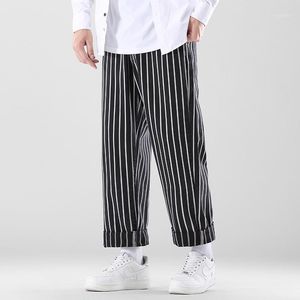 Мужские джинсы Жаккардовые полосы мешковатые прямые брюки ноги негабаритные винтажные мужчины Baggie Denim для