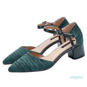 Kleid schuhe damen banquet schuh abdeckung heel point toe schnalle gürtel frauen high heels