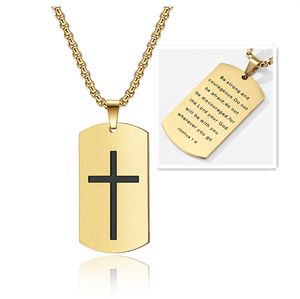 Stal nierdzewna The Holy Bible Cross Charm Wisiorek Katolicki Chrześcijański Chrześcijaństwo Punk Rock Naszyjnik Wisiorki Biżuteria z Joshua 1: 9 Pismo Święte Pismo Gold Black