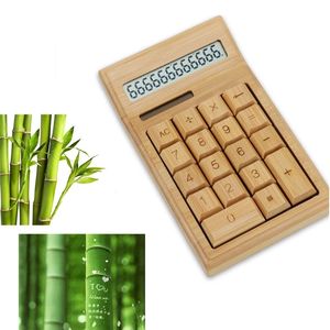 Bamboo Office Calculator 12 Digit LCD Display School Special Gift Christmas Calculate Commercial Tool Battery Solar Powered