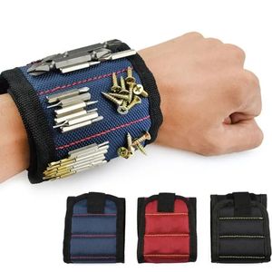 Partihandel Magnetic Armband Pocket Belt Pouch Bag Skruvar Hållare Holding Verktyg Magnetics Armband Praktisk Stark Wrist Toolkit