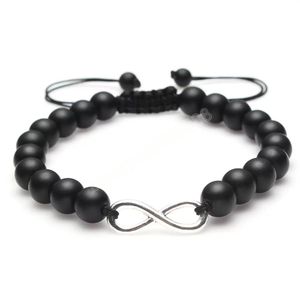 Infinity Lava Rock Turquesa Frisada Pulseira Pedra Strand Ajustável Pulseiras Para As Mulheres Homens Moda Jóias