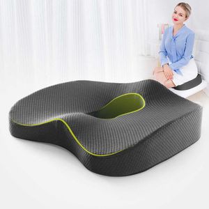 Memory Foam SEAT CUSHION PILLOW CHAIR CUSTON SEAT PAD CAR HIP Massage Pillow Office Chair Pads Stöd Ortopedisk smärtlindring 210716