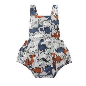 2021-04-20 Lioraitiin 0-24m Romper Baby Boys Girls Letnie Dinozaur Cartoon Cute Print Pullover Kombinezon Outfit Leotard G1221