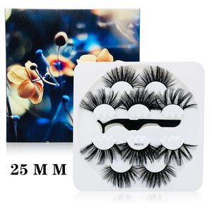 5 par / lot 25mm Faux Norek Fałszywe Fałszywe rzęsy + Peaper Makeup Zestaw Full Strip Eye Lashes Re500