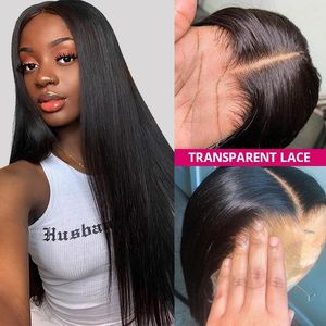 Ishow 28 32 34 38 40INCH Lång transparent spetsfront peruker Mänskliga hår peruker 13x4 13x6 5x5 4x4 13x1 Yaki Straight Kinky Curly Water Loose Deep Body Wave Headband Wig Bangs