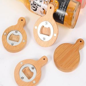 Wholesale customize magnets resale online - DHL Customize Logo Wood Beer Opener with Magnet Wooden and Bamboo Refrigerator Magnet Magnetic Bottle Openers Kitchen Tools fy5123