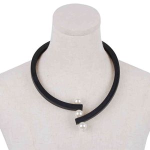 YD&YDBZ Design Pearl Pendant Necklace Women Luxurious Black Rubber Rope Short Necklaces Classic Minimalist Jewelry Choker