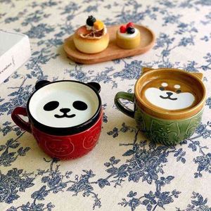 300ml Creative Korean Ceramic Mug Breakfast Coffee Tea Milk Cups Cute Shiba Inu Couple Cups The Best Birthday Gift G1126