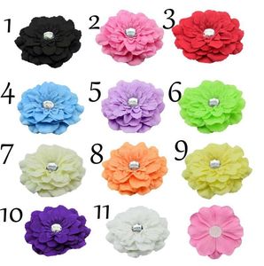 Wholesale 50pcs/lot Fashion Fabric Gerbera Peony Flowers Without Clips Hair Garment Accessories 13color TH91 X0722