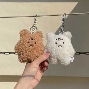 Frustrated Ins Bear Plush Keychain Student Bag Pendant Car Key Ring Girl Decoration Accessories Gift G1019