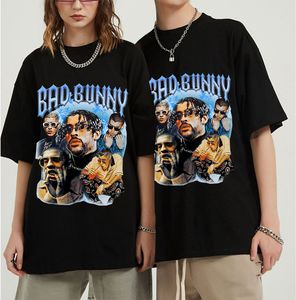 Мужские футболки в стиле хип-хоп Bad Bunny, летние футболки с короткими рукавами, хлопковые футболки большого размера больших размеров, женские мужские футболки с рисунком