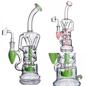 10 polegadas Verde Rosa Fab Egg Shisha Recyler Glass Water Bong 14 mm Joint inebriante vidro dab rig bong