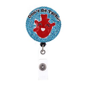 Fashion Style Key Rings Cute Medical Rhinestone Retractable ID Holder For Nurse Name Accessories Badge Reel With Alligator Clip