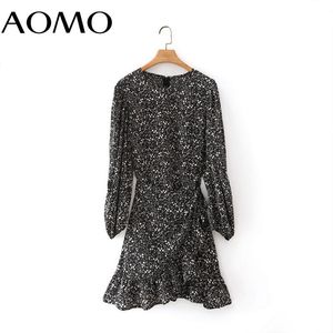 Wholesale fashion dress styles for sale - Group buy Casual Dresses AOMO Fashion Women Flowers Print Ruffles Short Dress With Slash Long Sleeve French Style Ladies Vintage M178A
