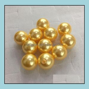 Pearl Loose Beads Jewelry 8-16Mm Golden Perfect Circle Deep Sea Mother Shell Half Hole Drop Delivery 2021 3Pfko