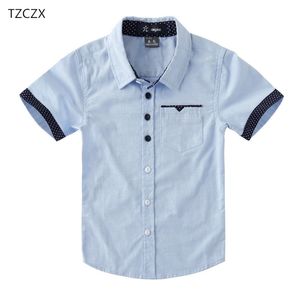 Promotion Sale Children Shirts Casual Solid Cotton Short-sleeved Boys shirts For 4-12 Years Students wear in school 210713