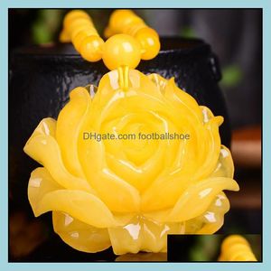 Halsketten Anhänger Schmuck Bernstein Bienenwachs handgemachte Sonnenblume blühende Anhänger Halskette Männer und Frauen Pullover Kette Charms Drop Lieferung