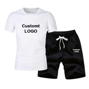 2021 männer Casual Set Mode Benutzerdefinierte Schweiß Anzug Einfarbig Kurzarm T-shirt Shorts Sets Männliche Trainingsanzug Sommer 2 PCS anzug X0909