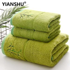 Yianshu Bamboo Fiber Bath Towelsセット高品質厚いホームソフトクイックを吸収します。大人のための水の手タオルのバスルームの手ぬぐい