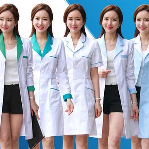 Cura della persona Dentista Uniforme uomo Donna Uniforme Abbigliamento da lavoro Farmacia Camice bianco Costume Spa Salone di bellezza Medico privato Giacca lunga Abito