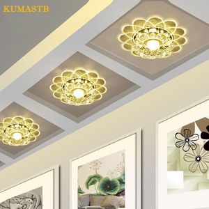 Taklampor LED Crystal Flower Living Room Light Fixture Entré Porch Aisle Hallway Down Balkong Lampa