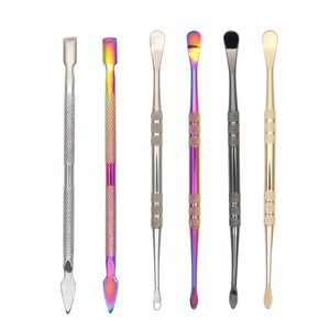 Wax dabber tools atomizer tank stainless steel rainbow silver long jar shovel shaped smoking dab tool stick spoon ear pick for dry herb titanium nail