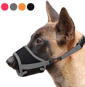 4 Colors Nylon Soft Dog Muzzle Collars Anti-Biting Barking Secure Mesh Breathable Pets Mouth Cover for Small Medium Large Dogs L