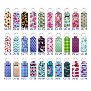 109 Cores Personalizado Printing Chapstick Titular Keychain Favor Portátil Neoprene Grandes detentores de batom Keychians para mulheres Decoração de saco de menina