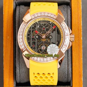 Eternity Smycken Klockor RRF Senaste produkterna ex100.43.ld.op.ald4at Epic x Chrono Skelett Ring Automatisk mekanisk mänslocka T T T-Diamant Iced Out Case Yellow Strap