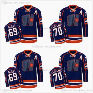 Movie Hockey Goon Doug The Thug Glatt Jersey Halifax Highlanders #69 Xavier LaFlamme #70 Kleur Blauw Jerseys S-3XL