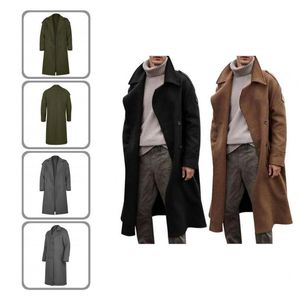 Herren-Trenchcoats, lang, zweireihig, einfarbig, nicht schrumpfend, feine Verarbeitung, Peacoat-Wintermantel für kaltes Wetter