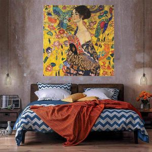 Lady With Fan Oil Painting On Canvas Home Decor Handcrafts /HD Print Wall Art Picture Customization is acceptable 21060520