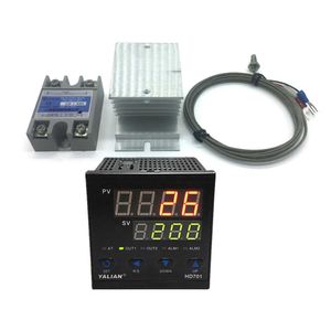 100V-240V PID Цифровой контроллер температуры MAX диапазон температуры 1372 градусов Celsius + Radiator + 2 м К термопару + MAX 40A SSR 210719