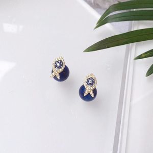 Stud SOELLE Luxury 925 Sterling Silver Yellow Gold Color Lucky Eye Fish Lapis Earrings Pave Cubic Zirconia Women Fashion Jewelry