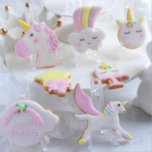 Unicorn Plastic Cookie Cutter Mold DIY Kids Birthday Aniversary Party Supply Cake Decoration Bakeware Baking Tools Fondant Mould Accessories