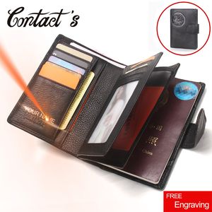 Passport Bags Wallet Men Genuine Leather Travel Passport Cover Case Document Large Capacity Coin Purse