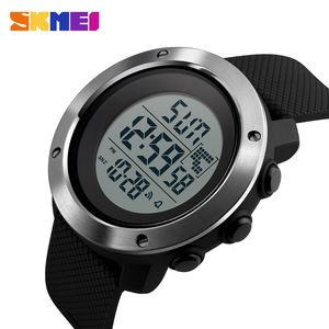 Skmei Business Einfache Uhr Männer Pu Strap Multifunktions Led-anzeige Uhren 5bar Wasserdichte Digital Uhr Reloj Hombre 1267 Q0524