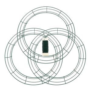 Dekorativa blommor kransar 3st metalltråd kransringar grön ram för hantverk blommor med 1 rull trådinvandring