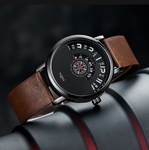 Yazolel exclusivo dial personalidade turntable design masculino relógio inteligente esportes claro tempo do mundo relógios pulseira de couro juventude relógios de pulso2543
