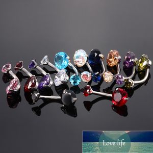 Crystal Flower 1Pcs Double Fashion Belly Button Rings AAA Zircon Surgical Steel Body Jewelry Sexy Navel Piercing Septum Ring