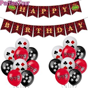 Party Decoration Poker Theme Birthday Happy Banner Casino Ballons Las Vegas Night Game