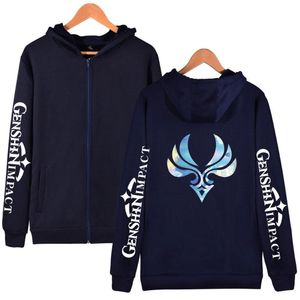 Casacos das Mulheres Personalidade 2021 GENSHIN IMPACT 2D Imprimir Zíper Hoodies Moletom Mulheres / Homens Fashion Streetwear Zippers Tops