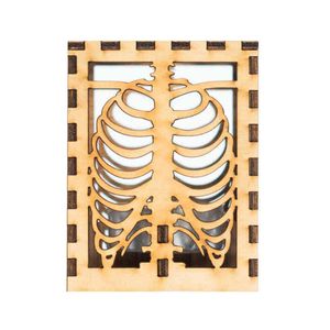 木製のスケルトンの肋骨のシャドウランプハロウィーンキャンドル輝くライトスカルフレームホルダー家の装飾アート手工芸H1222
