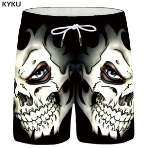 Kyku Skull Shorts男性黒空間貨物ショーツゴシックハワイビーチ3Dプリントショーツカジュアルヒップホップメンズショートパンツ夏男性C0222