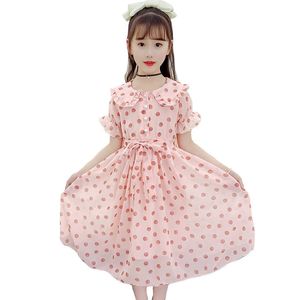 Teenage Girls Dress Dot Party Girl Dress Big Bow Party Dress Barn Sommar Kostymer för Flickor 6 8 10 12 14 Q0716