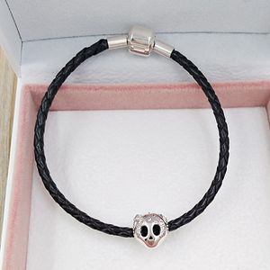 Creazione di gioielli gotici in argento Pandora Teschio scintillante Ciondoli fai-da-te Bracciale per il ritorno a scuola Mamma e me Regali di anniversario per donna Uomo Collana con perline a catena 797866CZ