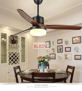 Wholesale 52 ceiling fan with remote resale online - New LED Ceiling Fan For Living Room V Wooden Ceiling Fans With Lights Inch Blades Cooling Fan Remote Lamp