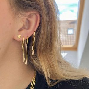 925 Sterling Silber Einzelne Kette 65mm Piercing tropfen Ohrring Frauen Linie Luxus Gold Rock Punk Mode Schmuck Für Frauen